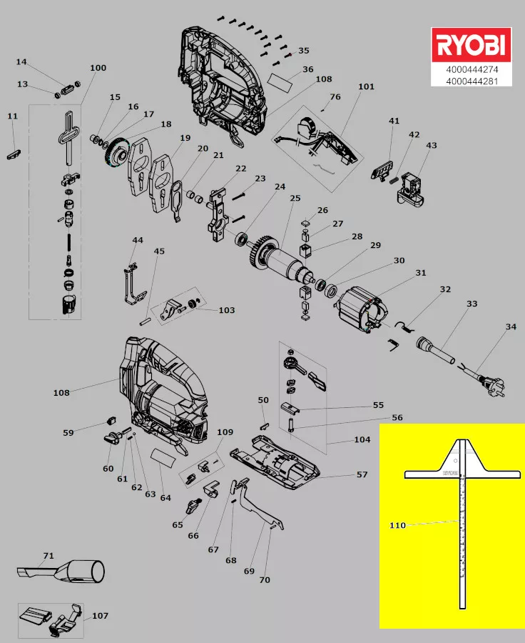 butée parallèle réf. 5131043722 Ryobi